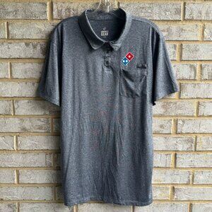 Dominos Short Sleeve Collared Gray Work Polo Shirt Men's Size XL